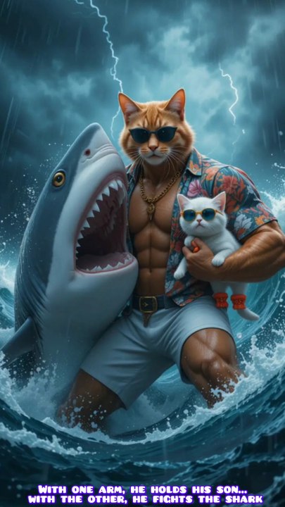 Cat Dad VS Shark🦈🔥 | Epic Ocean Rescue🛟🐾