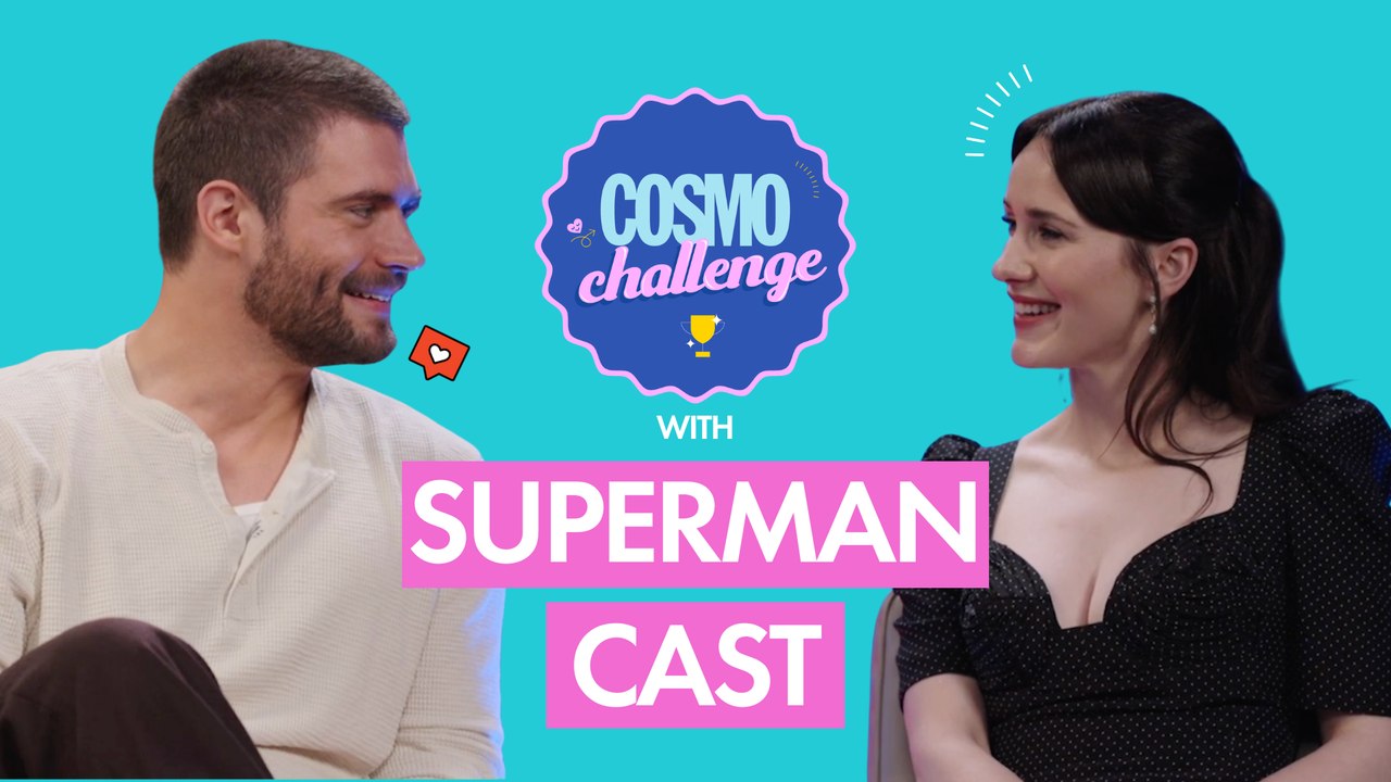 Cosmo Challenge with #Superman stars David Corenswet and Rachel Brosnahan