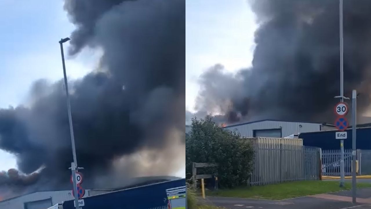 Morecambe: Smoke pours from large fire
