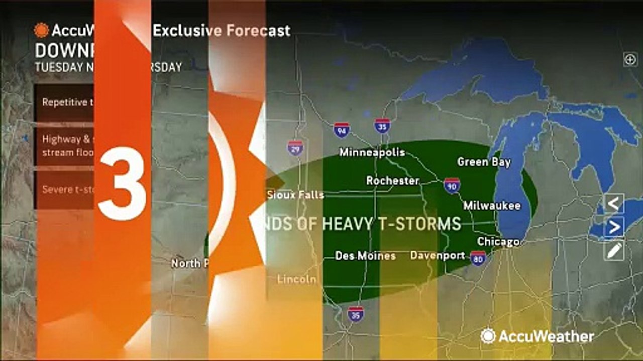 Tornado-warned storms soak the Upper Midwest
