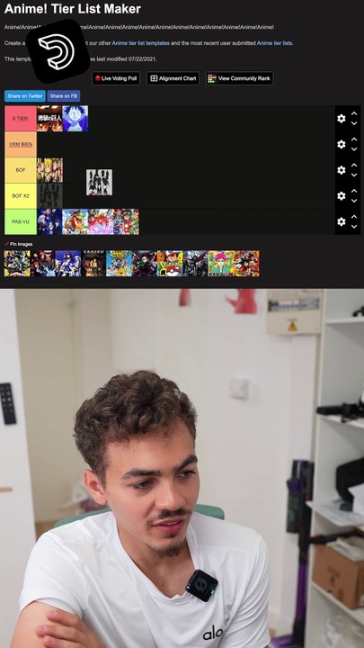 Tier list des animés - Exclu daily