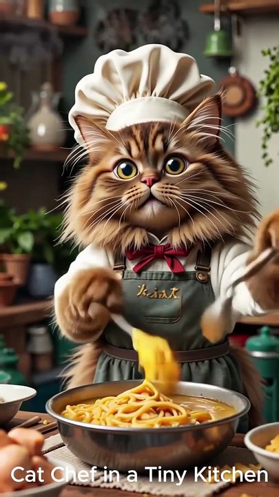 Chef Cat Cooks Pasta Like a Pro! 🍝🐾