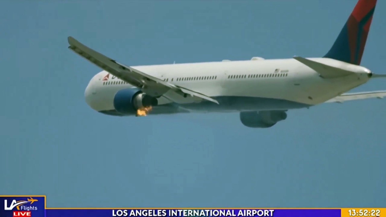 Boeing 767 Engine Erupts in Flames After LAX Takeoff
