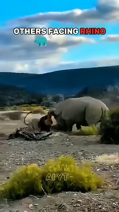 Rhino VS Elephant ☠️😱 #animals #shortvideo #algorithm