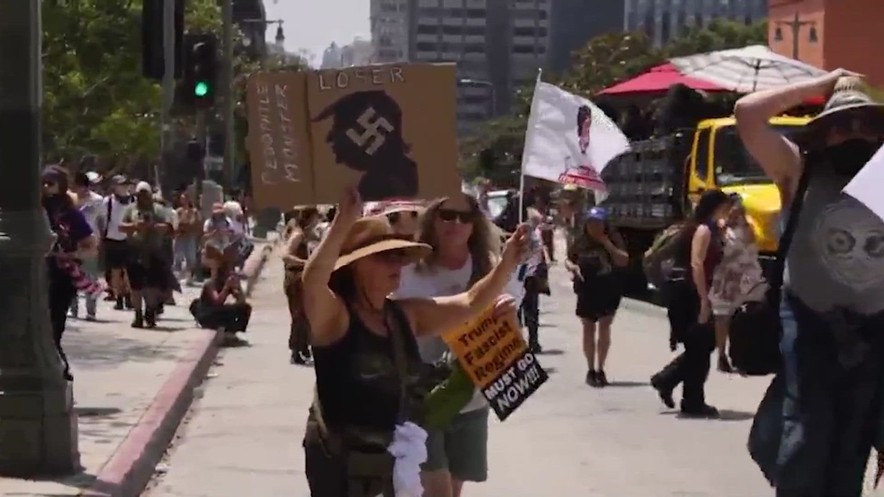 ‘Rage Against the Regime’: LA protesters take aim at Trump in fiery march