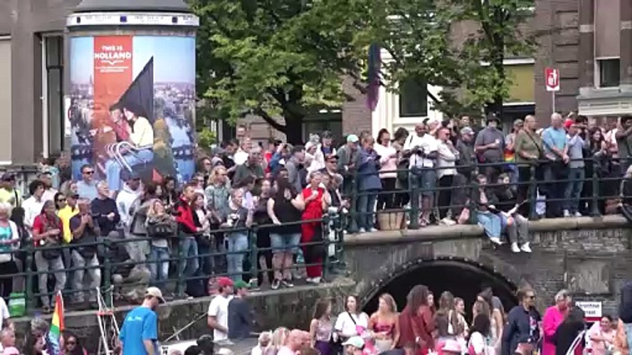 Amsterdam's iconic canals filled with LGBTQ+ Pride