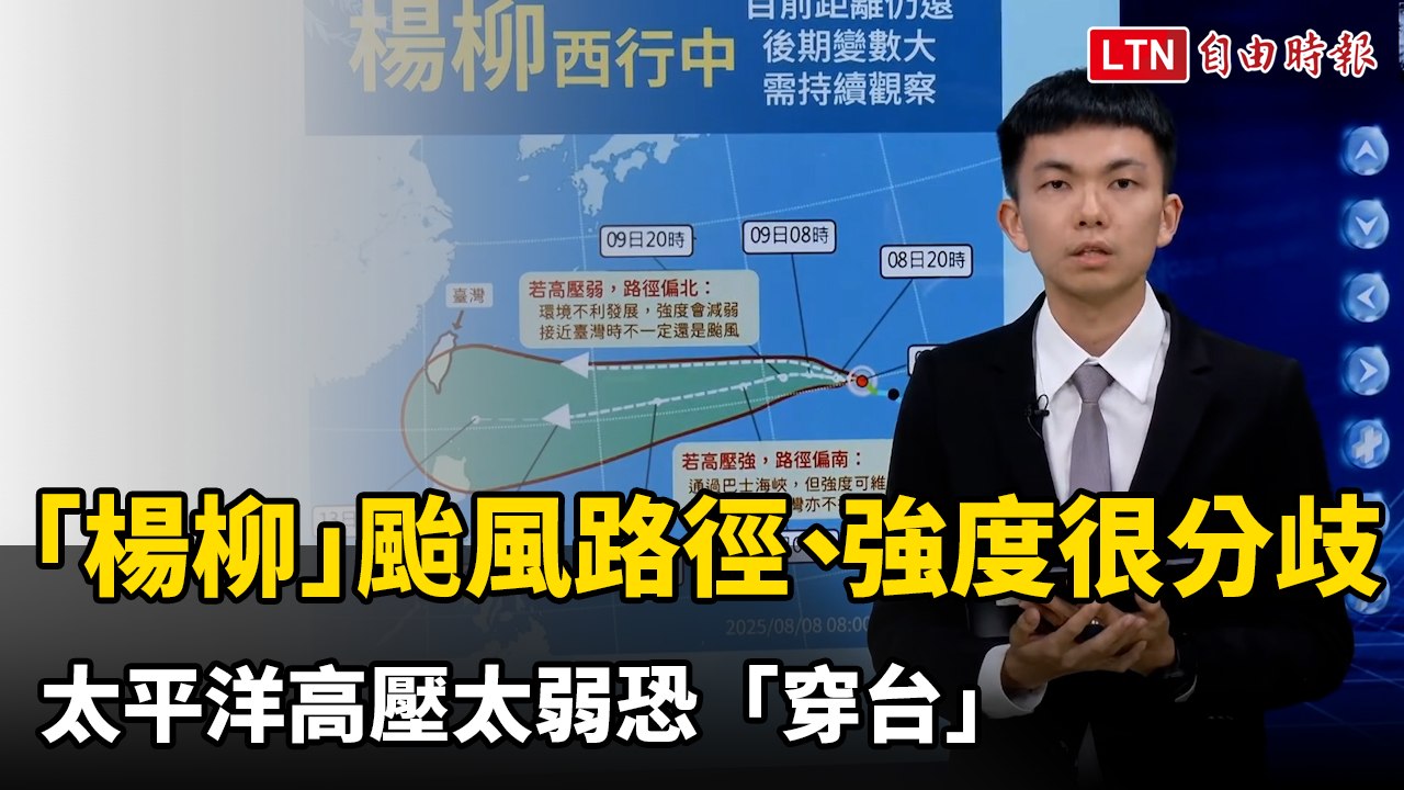 「楊柳」颱風路徑、強度很分歧！ 太平洋高壓太弱恐「穿台」