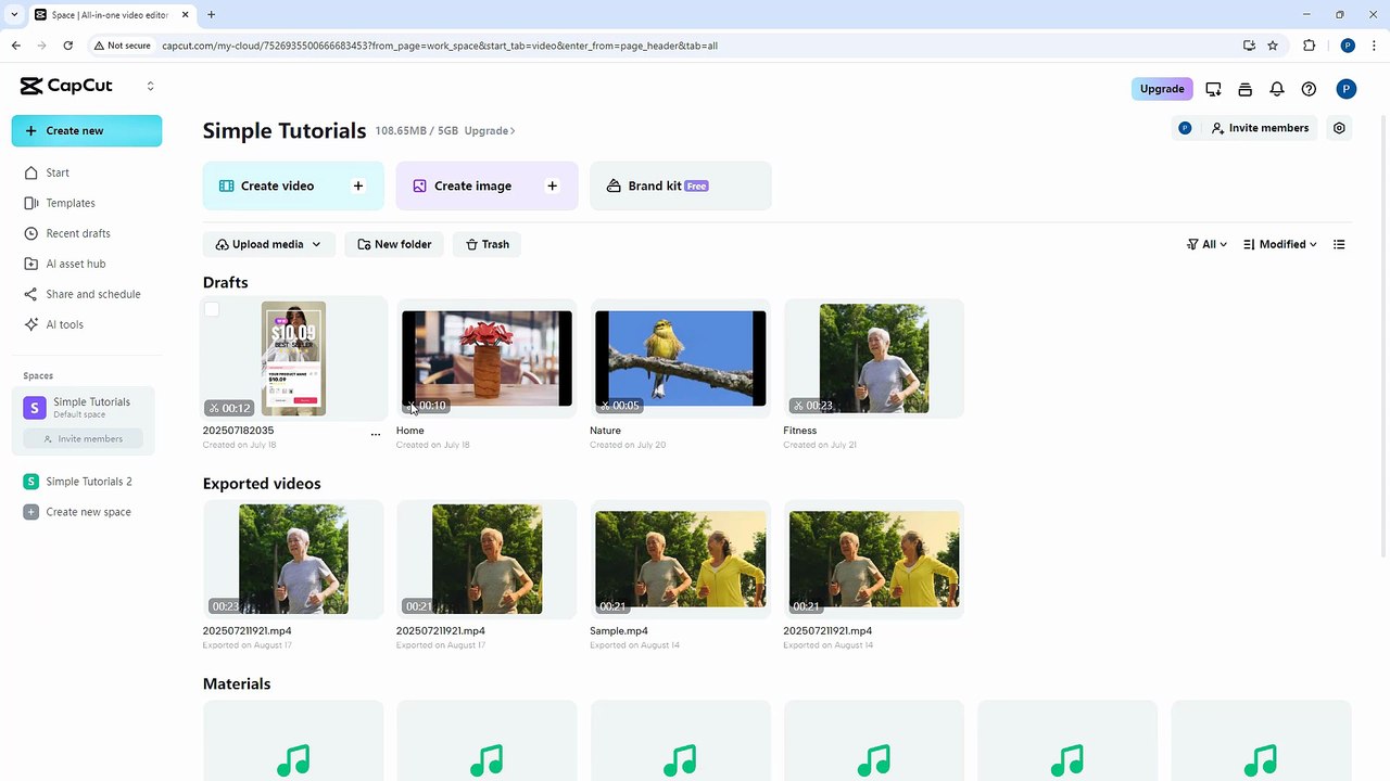 Capcut Web Editor 37 Selecting Mutiple Projects and Moving