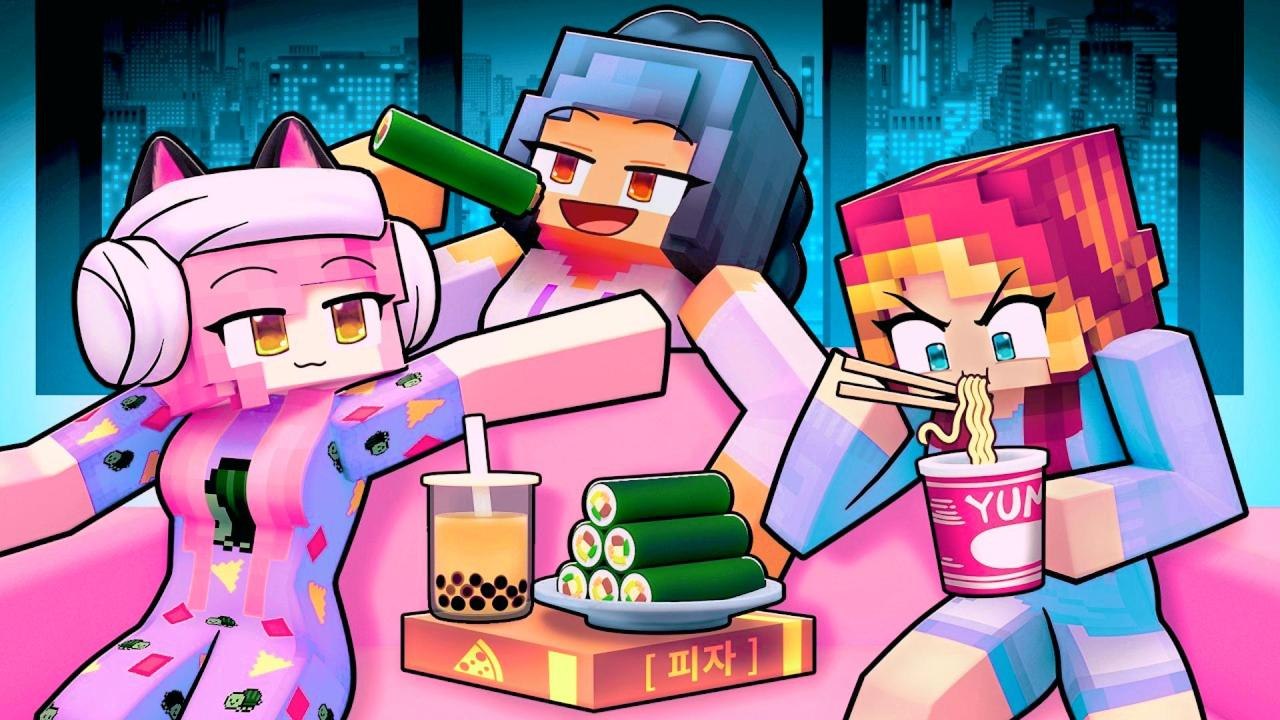 Huntrix SLEEPOVER in Minecraft! Part 1