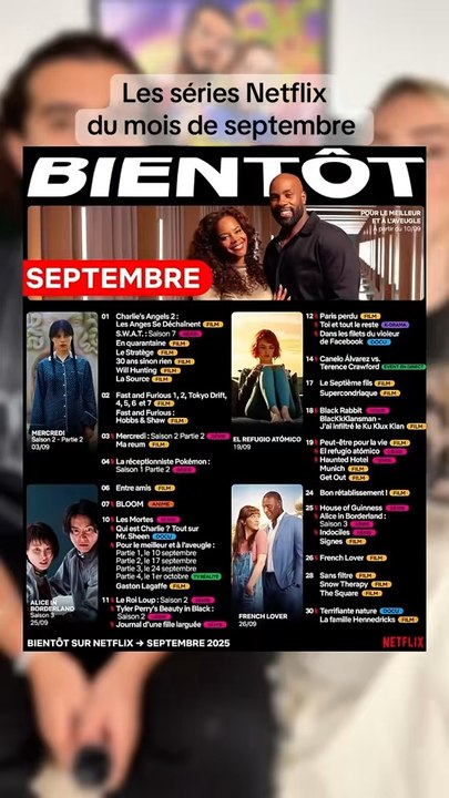 Calendrier série Netflix en Septembre