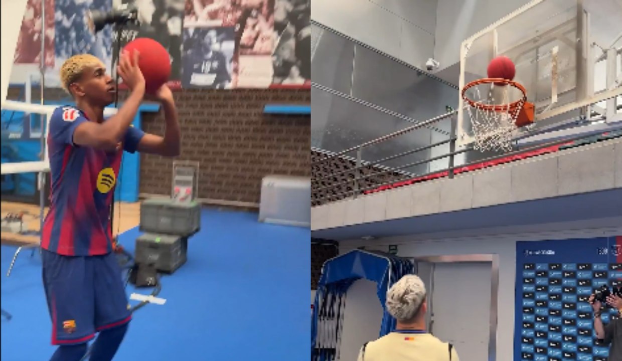 Lamine es bueno en todo... ¡hasta en baloncesto!