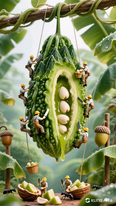 tiny worker on wintermelon farm #tiny #wintermelon #ai #aivideo