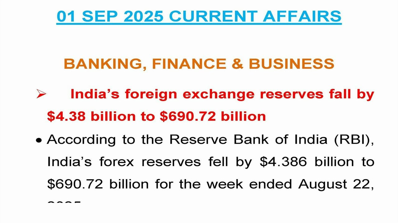 01 SEP 2025 Daily Current Affairs in English - Summary and Revision of Daily Current Affairs with One Liner - SSC CHSL CGL TSPSC RPSC UPPSC MPPSC APPSC TNPSC