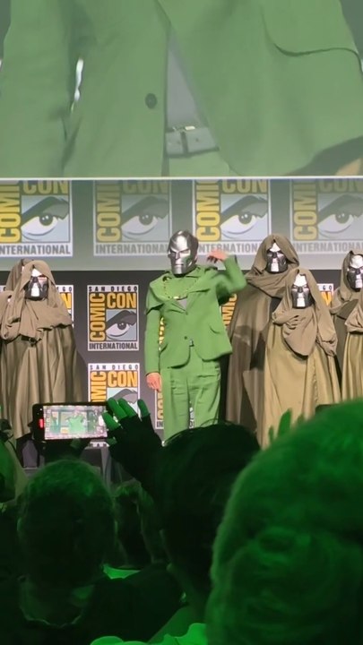 “New mask, same task.” Robert Downey Jr. surprises Hall H to announce his return to the MCU as Doctor Doom in Avengers: Doomsday, in theaters May 2026.