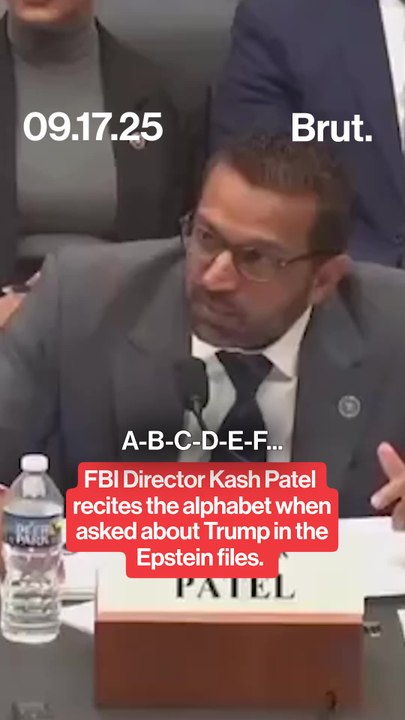 Kash Patel recites the alphabet when asked about Trump in the Epstein files.