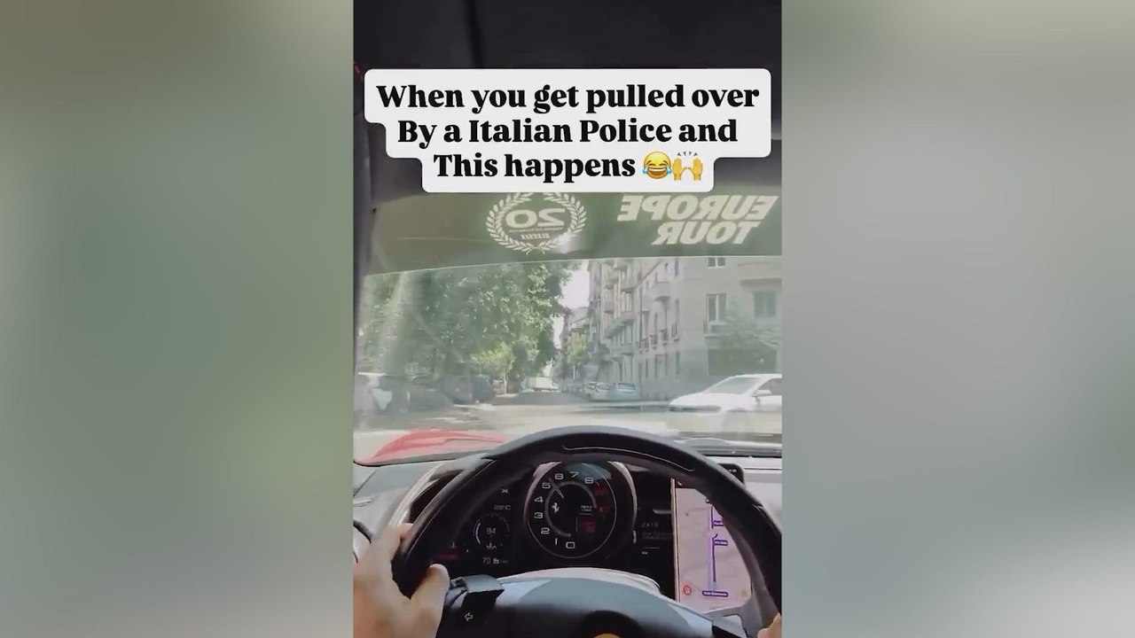 Cops shocked by Ferrari during epic traffic stop in Italy!