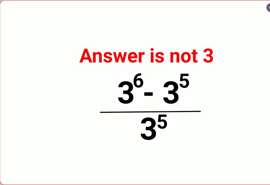 3^6-3^5/3^5 Answer is not 3. 99% failed! Can you do it? #math #logicalstation #mathproblem #math