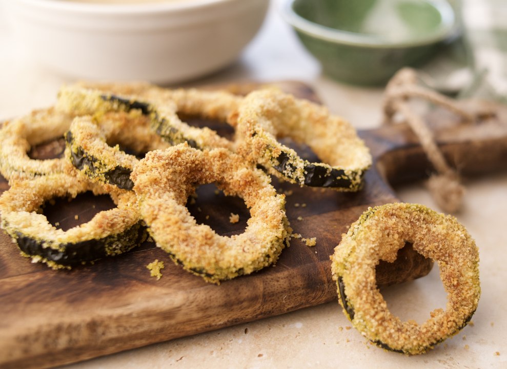 Aros de calabacín en airfryer