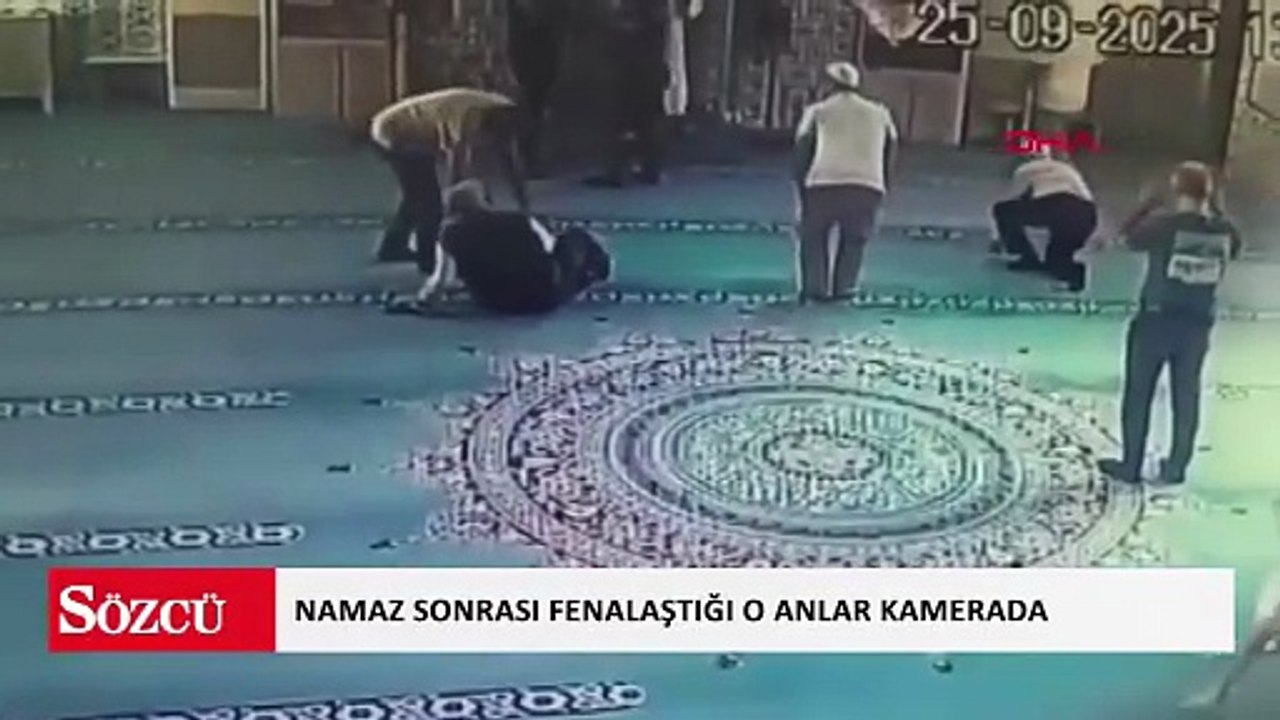 Namaz sonrası fenalaştığı o anlar kamerada