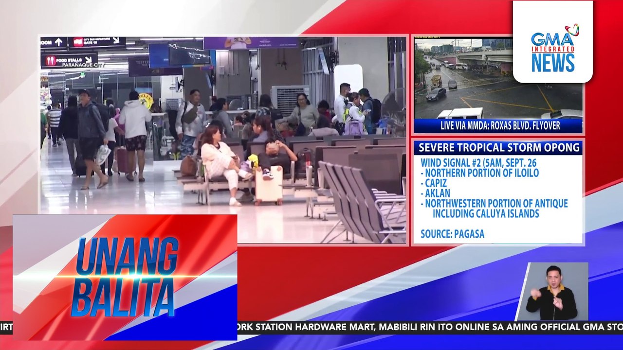 Ilang biyahe sa PITX, kanselado dahil sa Bagyong Opong | Unang Balita