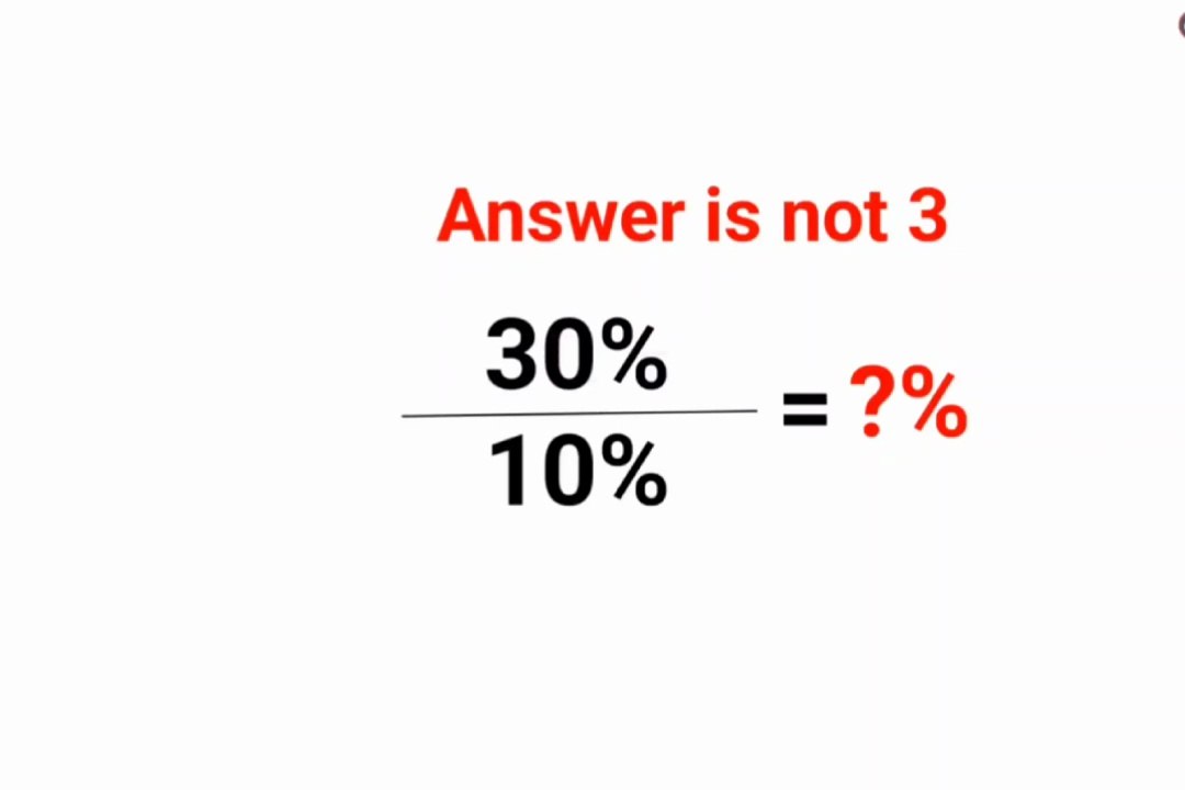 30%÷10% = ?% The answer is not 3. Only for smart ones! American Math Olympiad #percentages #logicalstation #fastandeasymaths #math #brainteaser #ViralPuzzle