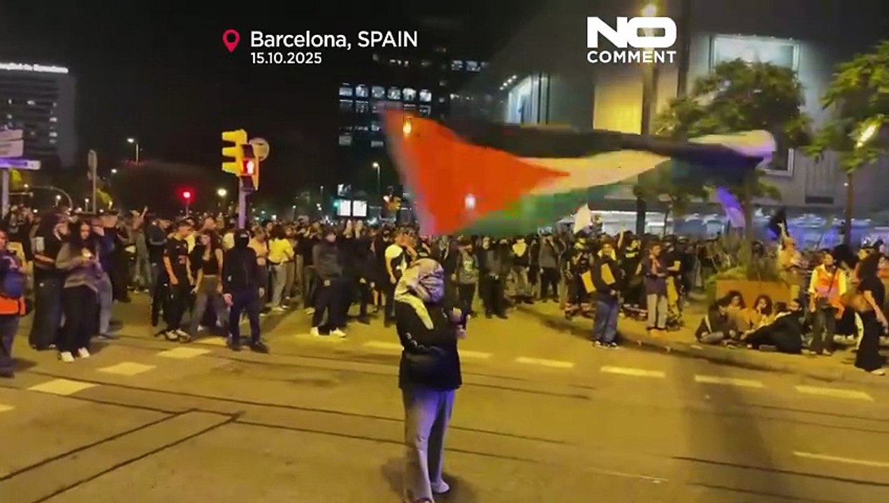 Violence erupts at pro-Palestinian protest in Barcelona