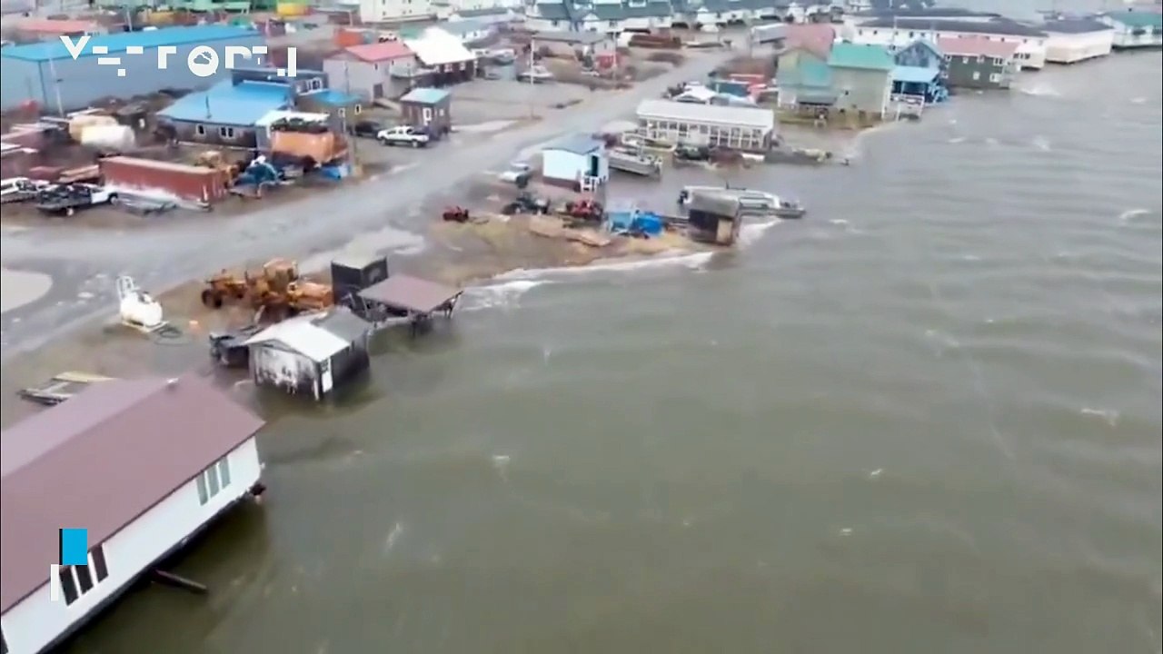 The remnants of Typhoon Halong cause severe flooding in western Alaska, USA