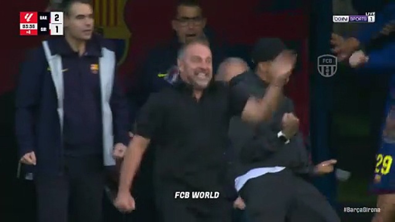 La reacción de Hansi Flick al gol de la victoria de Barcelona