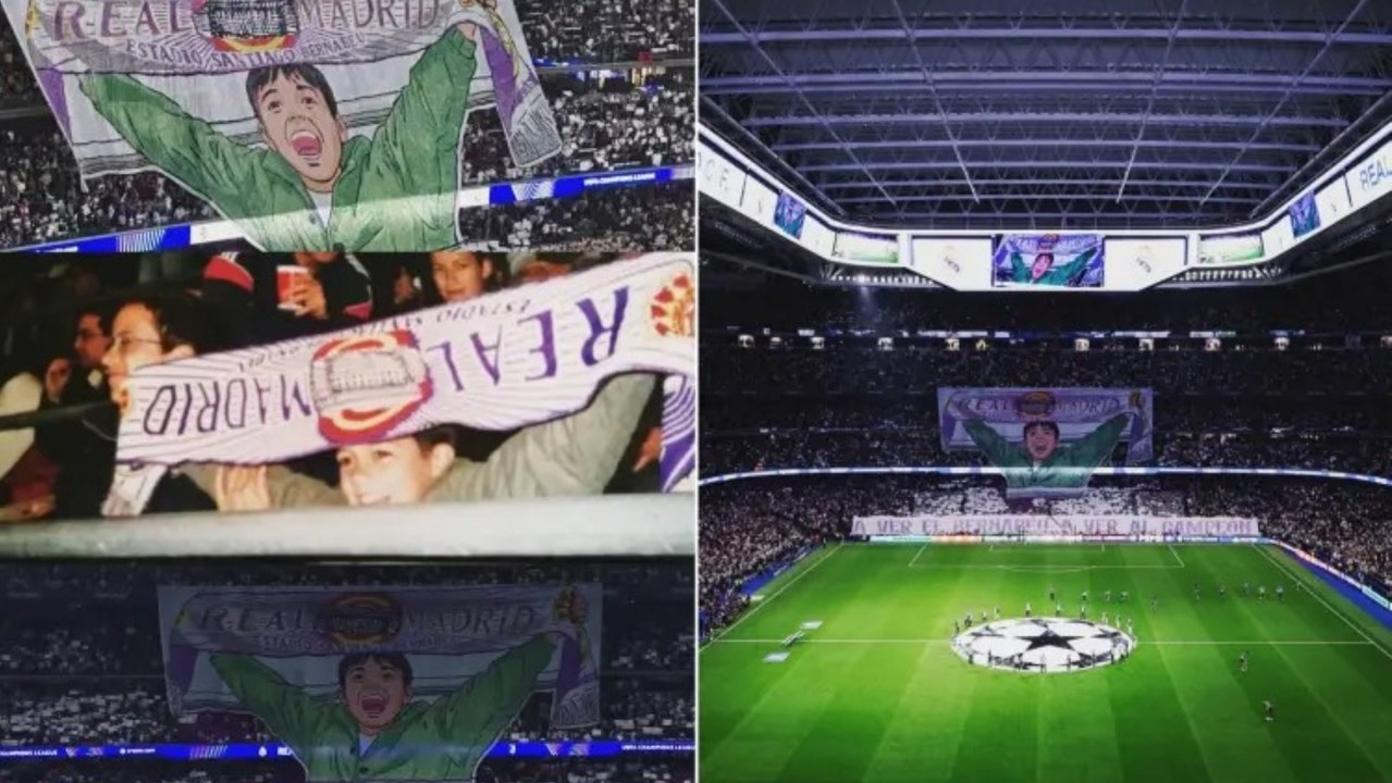El bonito tifo en homenaje a Lucas Vázquez 