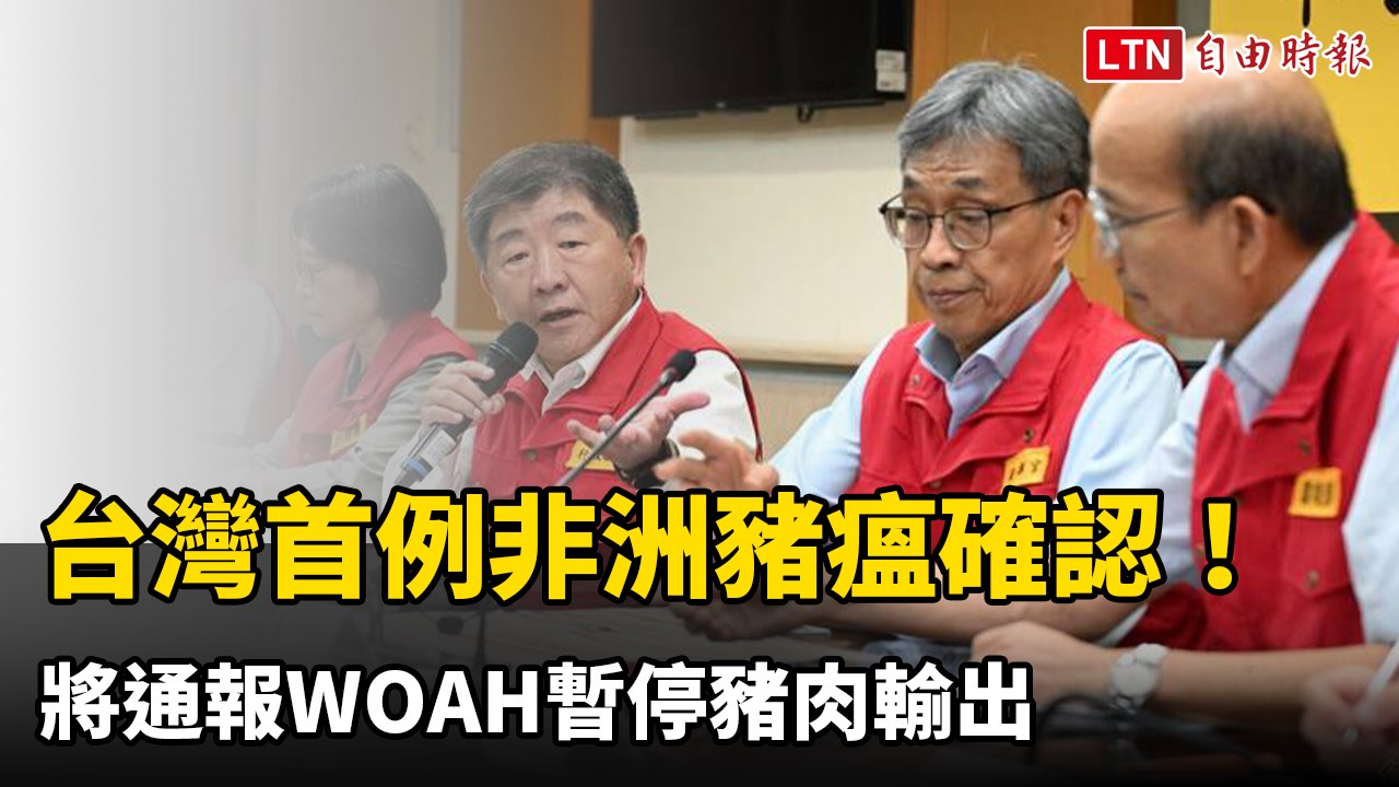 台灣首例非洲豬瘟確認！中央應變中心：將通報WOAH暫停豬肉輸出