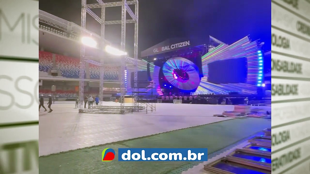 Montagem do palco do Global Citizen
