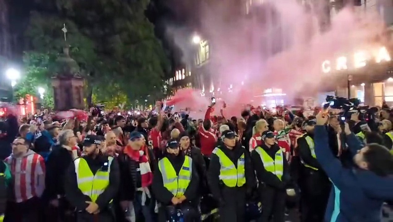 Athletic Club Fans Parade Through Newcastle City Centre
