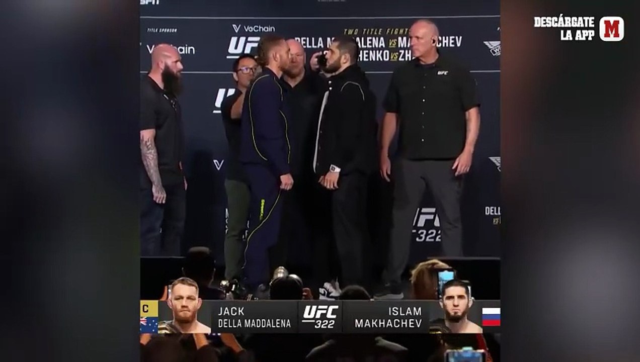 Así fue el cara a cara entre Makhachev y Della Maddalena en la rueda de prensa del UFC 322