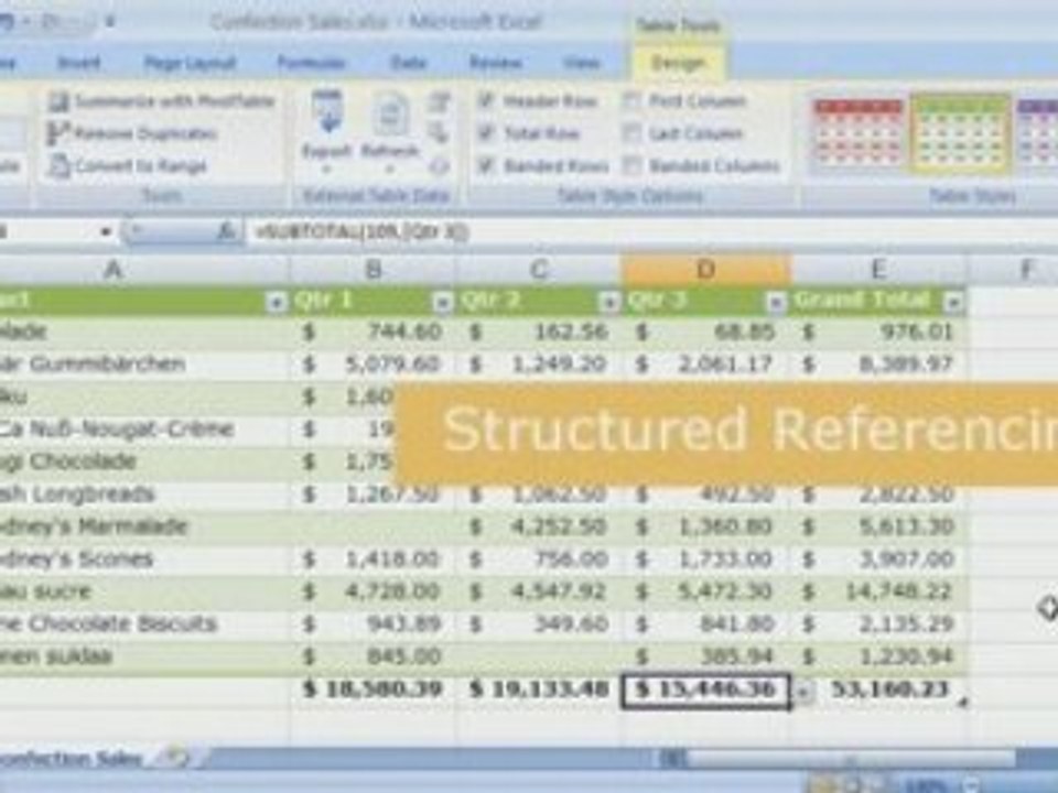 Excel 2007 Demo: Organizing data