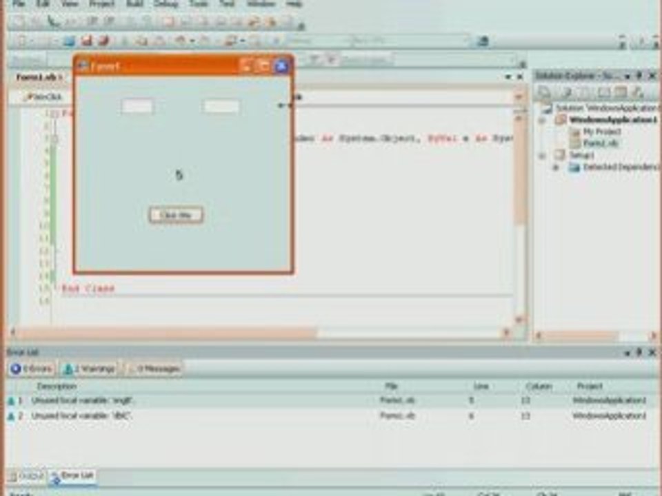 Visual Basic visual studio 2008  Variables