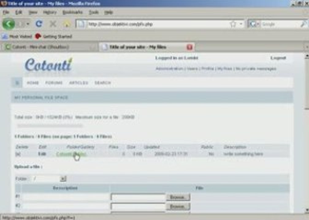 Cotonti Video Tutorials 13 - Using PFS