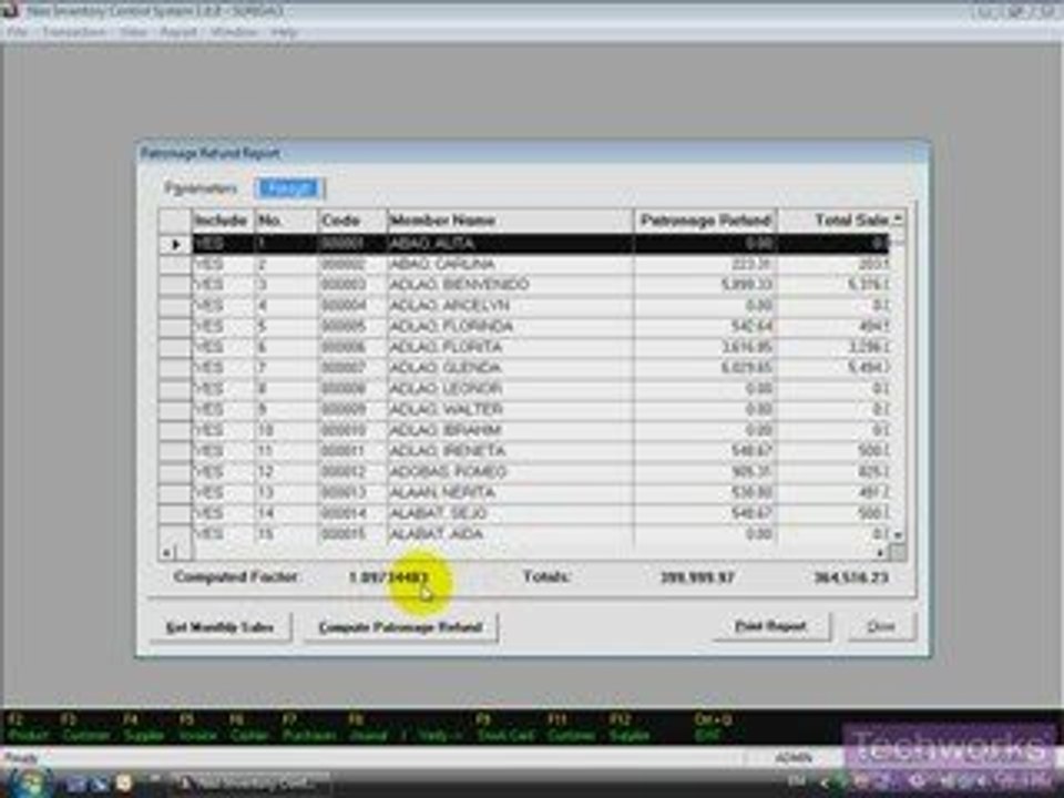 Patronage Refund Computation on Inventory Program