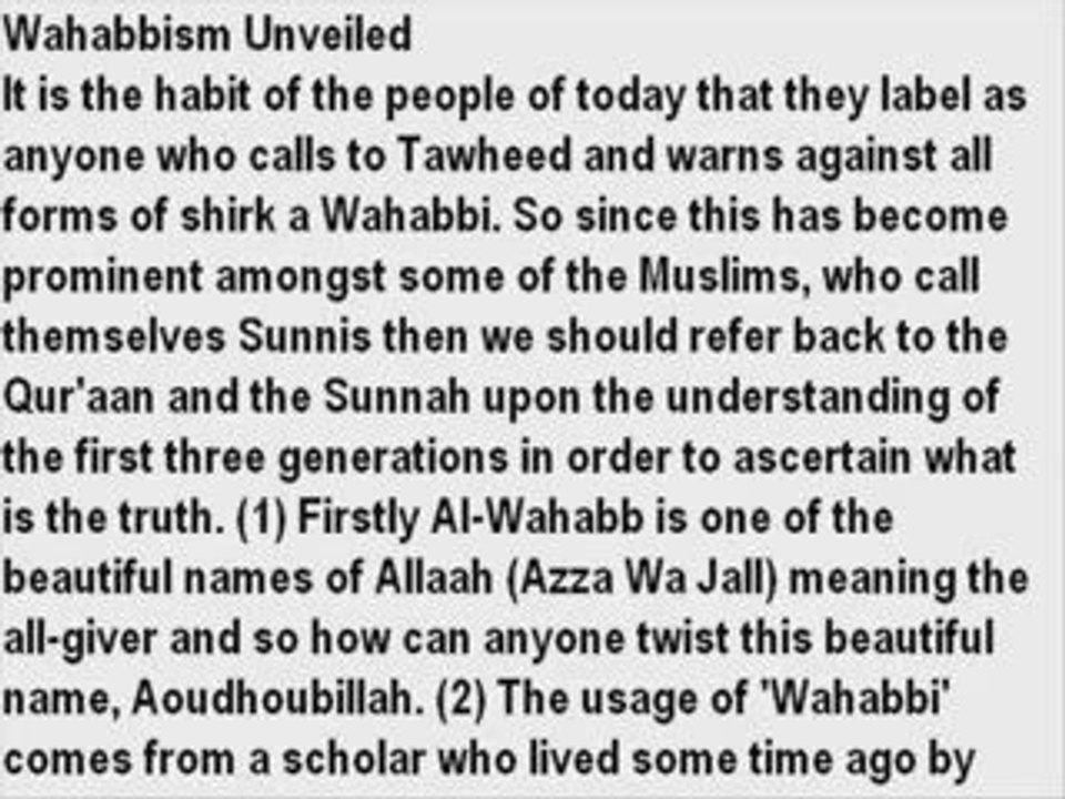 Understanding the Meaning of Wahabism
