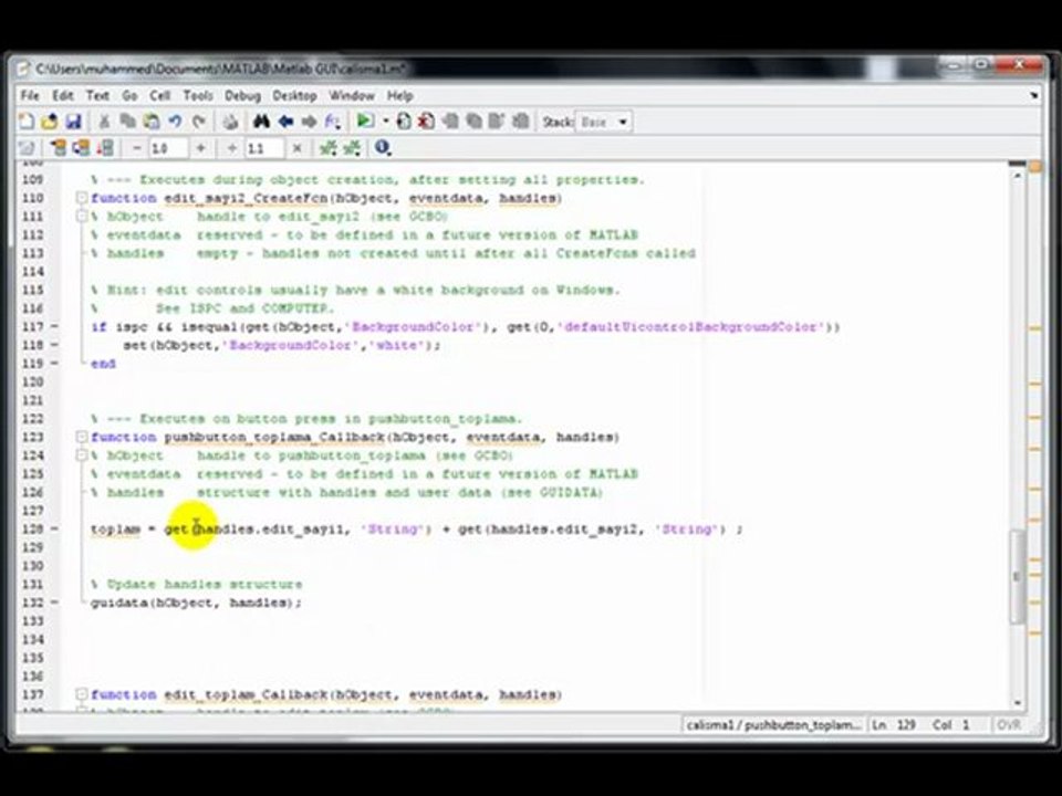Matlab GUI oluşturma
