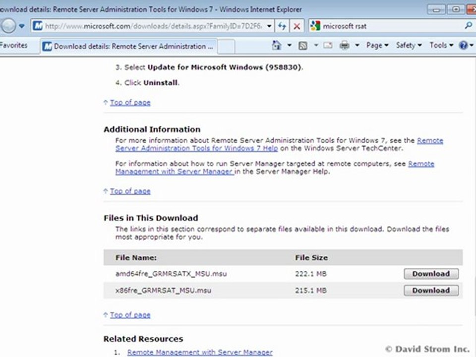 Using Windows 7 Remote Server Administration Tools