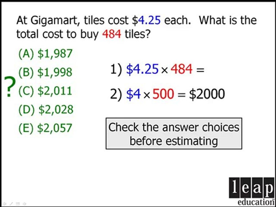 GMAT Math Tip - When to Estimate