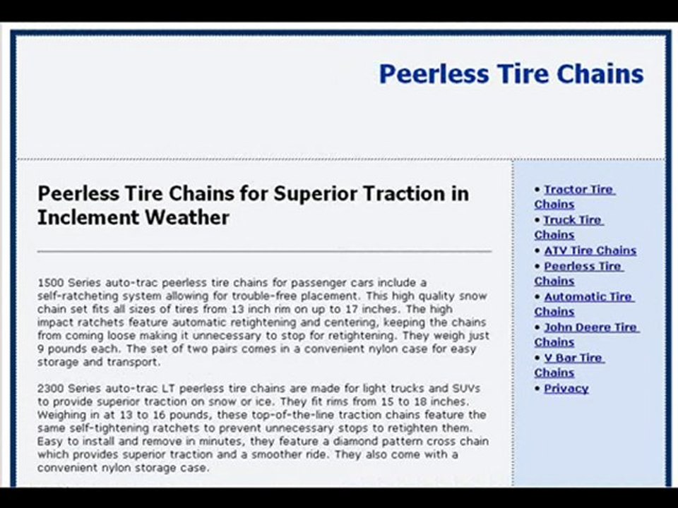 Types of Tire Chains