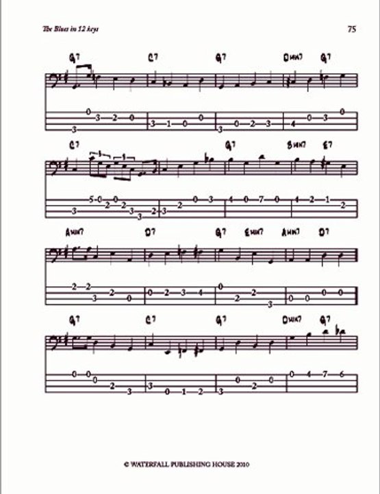 Blues bass tab lesson video  the blues in G  walking bass