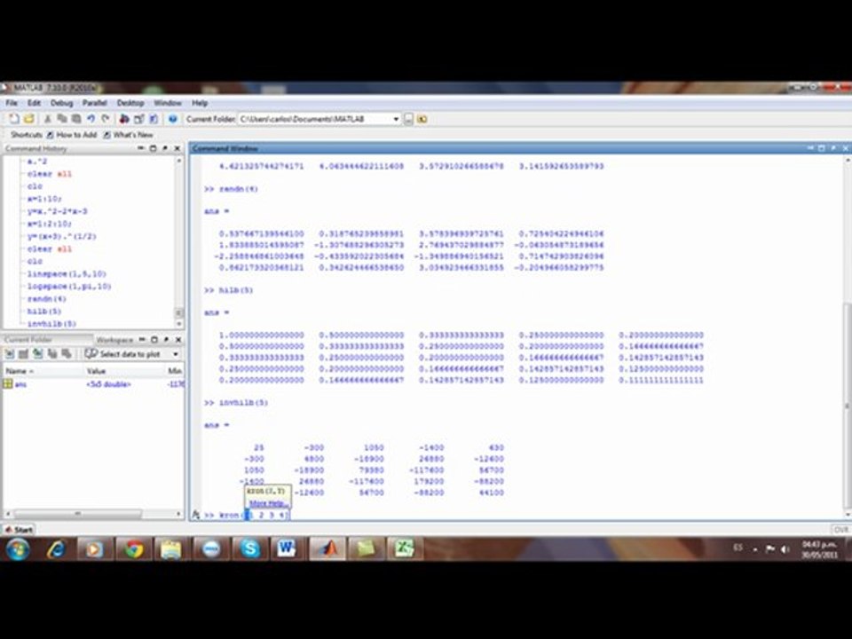 Matrices y Vectores Especiales en MATLAB