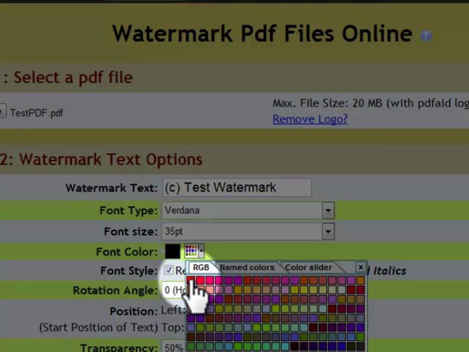 Watermark Pdf files online