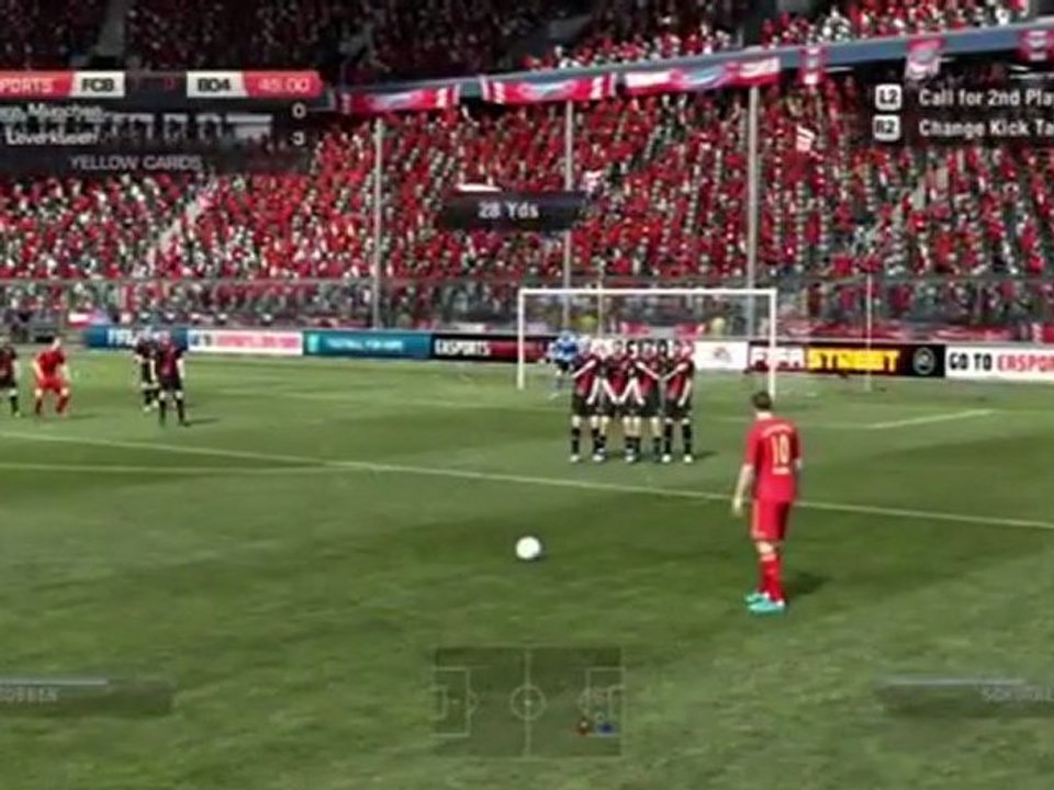 FIFA 12 - Curved Free Kick - Free Kick Tutorial 3