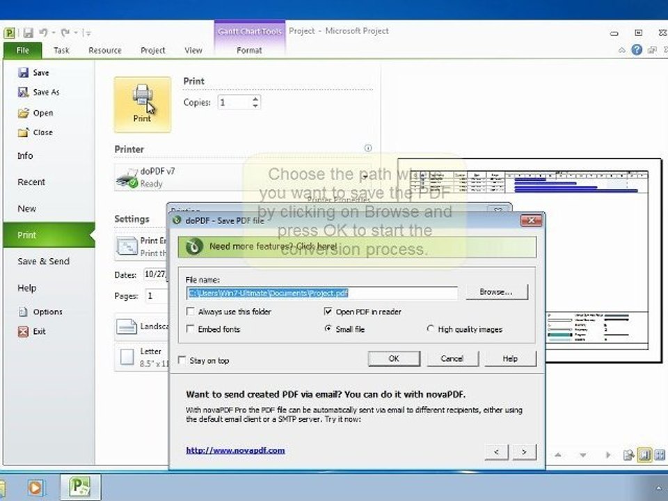 Convert Microsoft Project to PDF