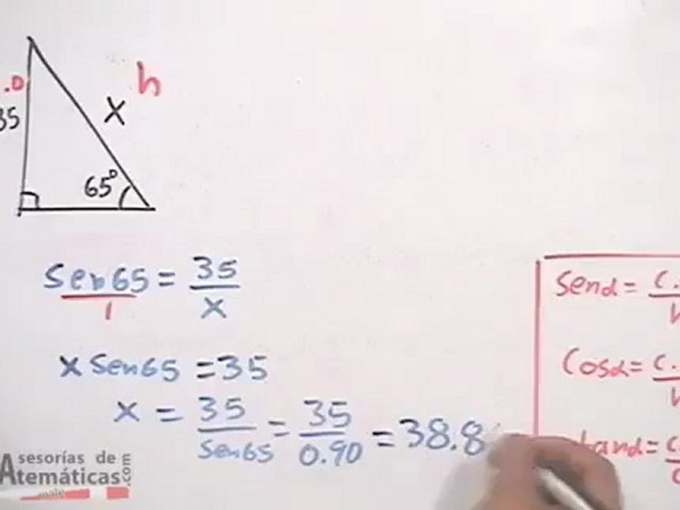 Longitud de la pata de una silla utilizando trigonometría