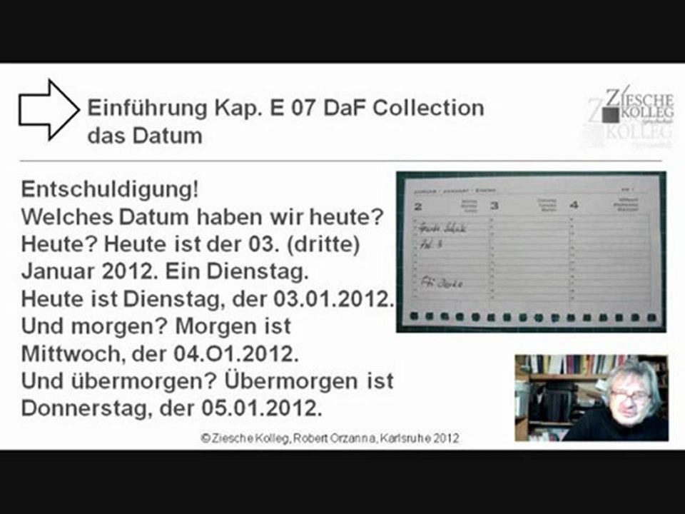 Kapitel Einführung 07: Das Datum im Nominativ