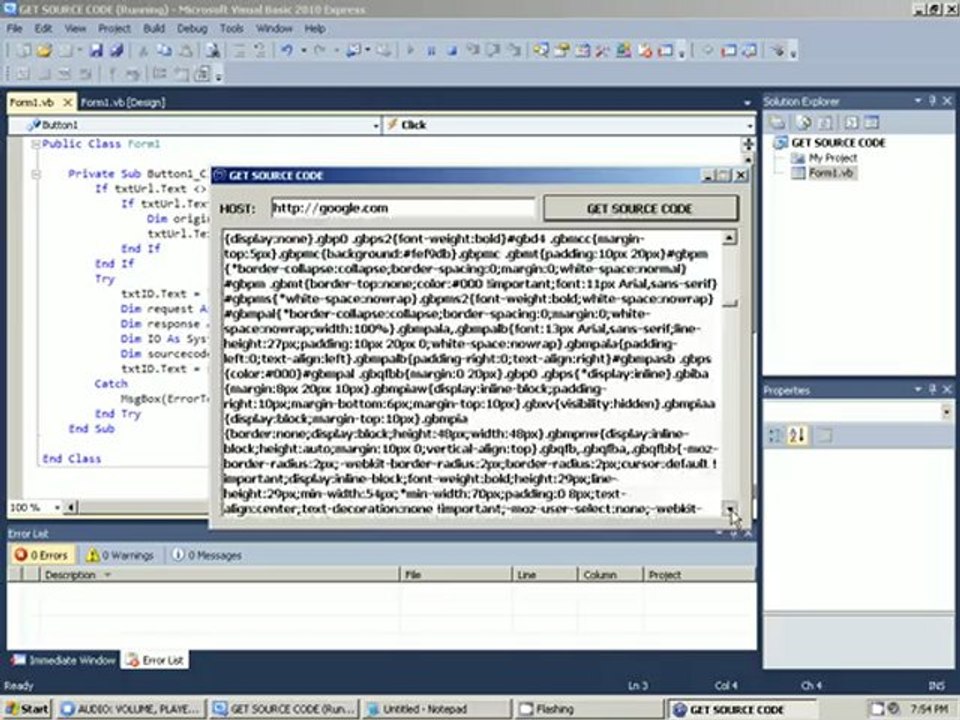 Visual Basic Tutorial - Retieve Source Code (httprequest, no browser)